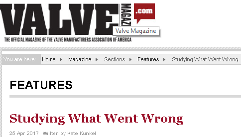 Valve Magazine Article: Studying What Went Wrong
